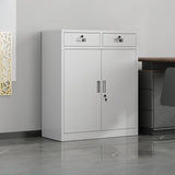 White Large Fireproof Lockable Storage Filing Cabinet Image - 5