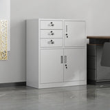 White Large Fireproof Lockable Storage Filing Cabinet Image - 6