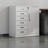 White Large Fireproof Lockable Storage Filing Cabinet Image - 11