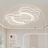 White Large Resin Cloud Circle LED Flush Mount Light Image - 3