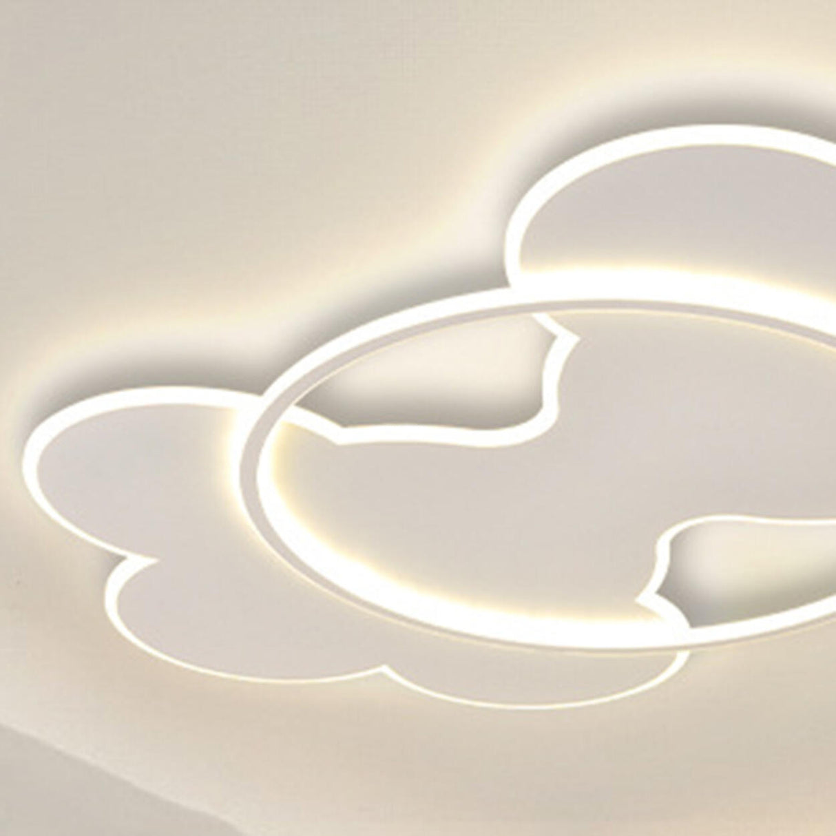 White Large Resin Cloud Circle LED Flush Mount Light Image - 9