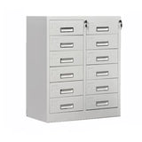 White Large Steel Locking Drawer Storage Filing Cabinet Image - 10