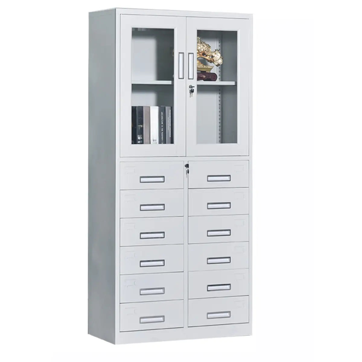 White Large Steel Locking Drawer Storage Filing Cabinet Image - 11