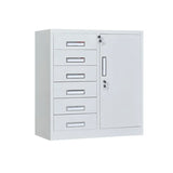 White Large Steel Locking Drawer Storage Filing Cabinet Image - 12