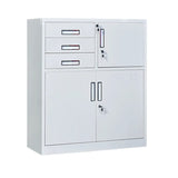 White Large Steel Locking Drawer Storage Filing Cabinet Image - 14