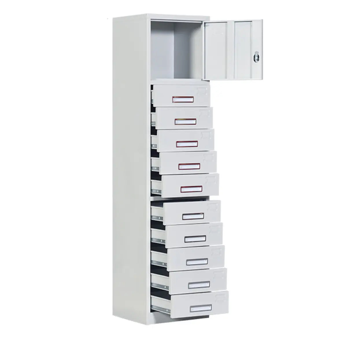 White Large Steel Locking Drawer Storage Filing Cabinet Image - 16