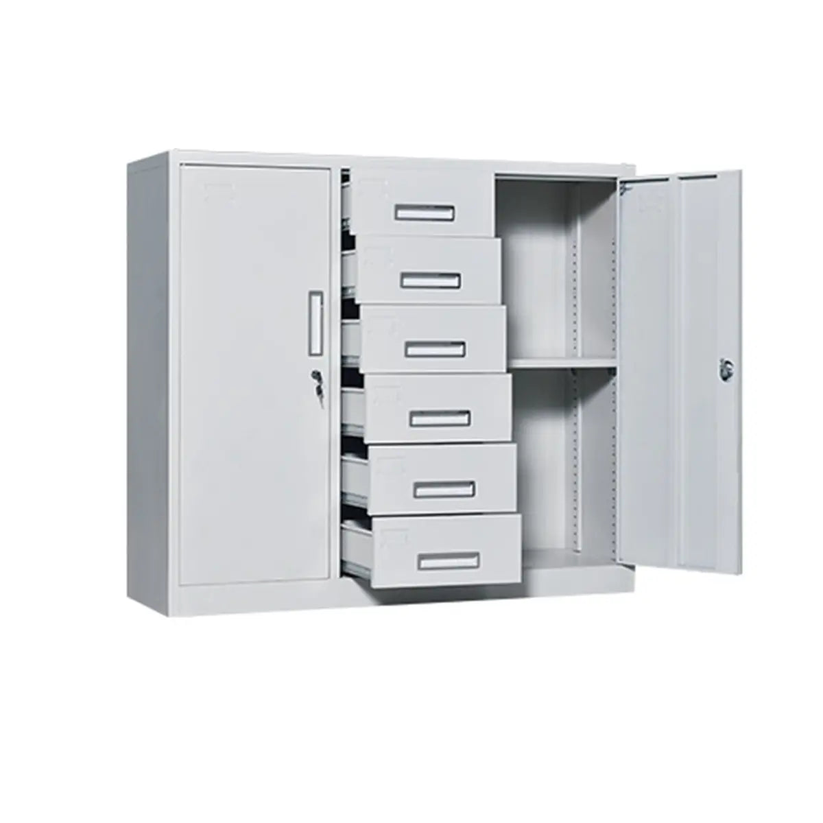 White Large Steel Locking Drawer Storage Filing Cabinet Image - 18