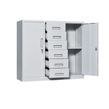 White Large Steel Locking Drawer Storage Filing Cabinet Image - 18