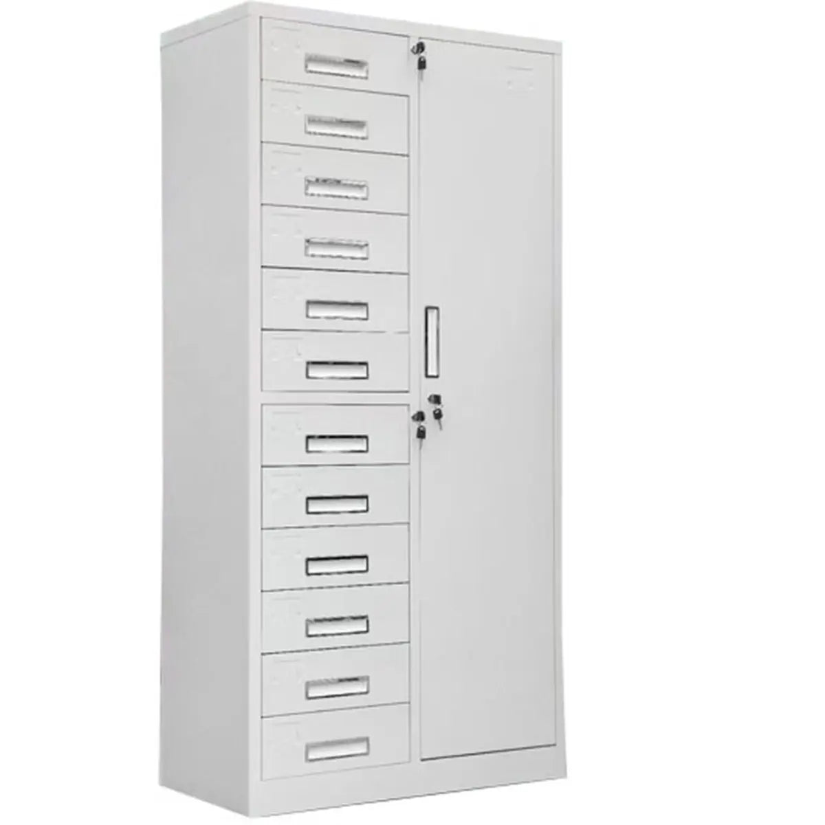 White Large Steel Locking Drawer Storage Filing Cabinet Image - 22