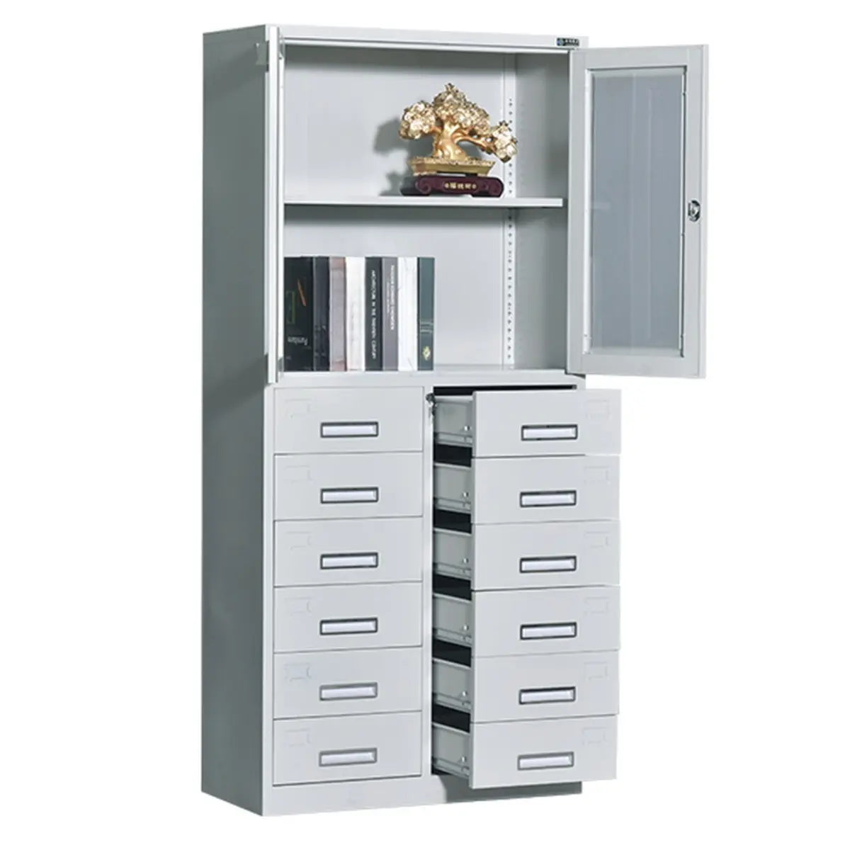 White Large Steel Locking Drawer Storage Filing Cabinet Image - 24