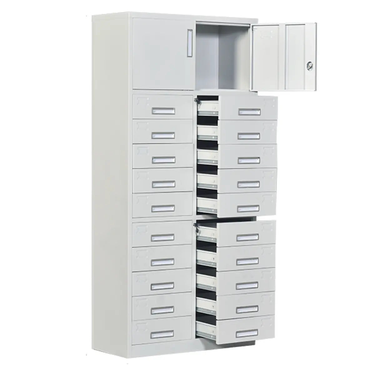 White Large Steel Locking Drawer Storage Filing Cabinet Image - 26