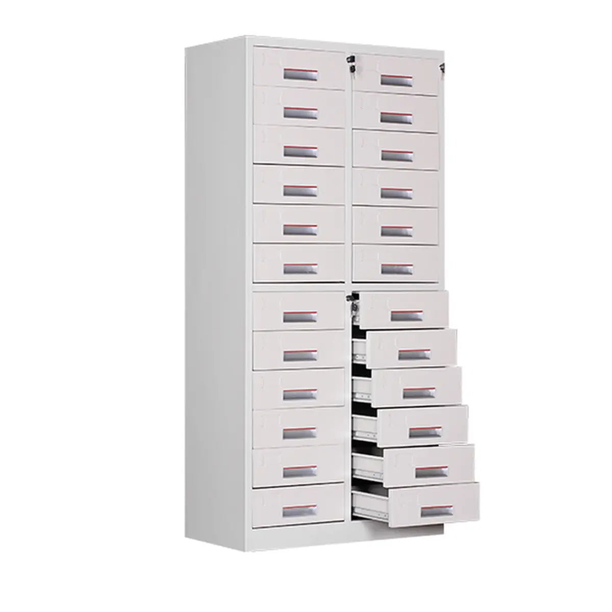 White Large Steel Locking Drawer Storage Filing Cabinet Image - 27