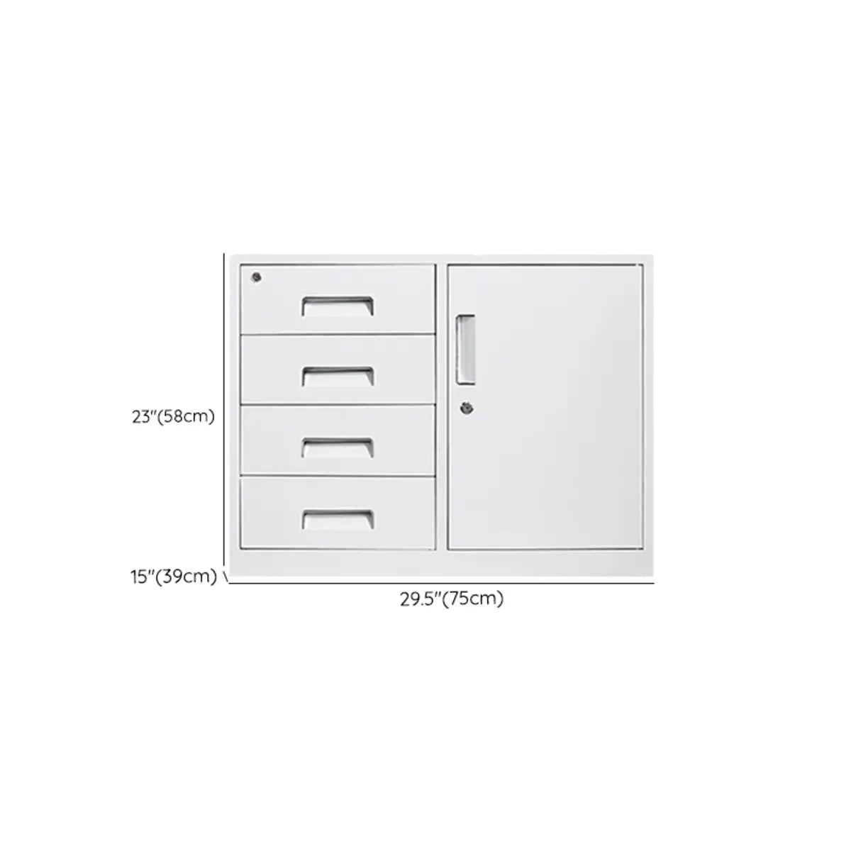 White Large Steel Locking Drawer Storage Filing Cabinet 