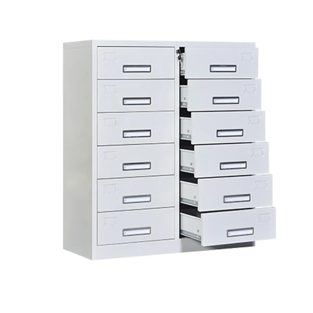 White Large Steel Locking Drawer Storage Filing Cabinet Image - 7