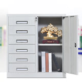 White Large Steel Locking Drawer Storage Filing Cabinet Image - 9