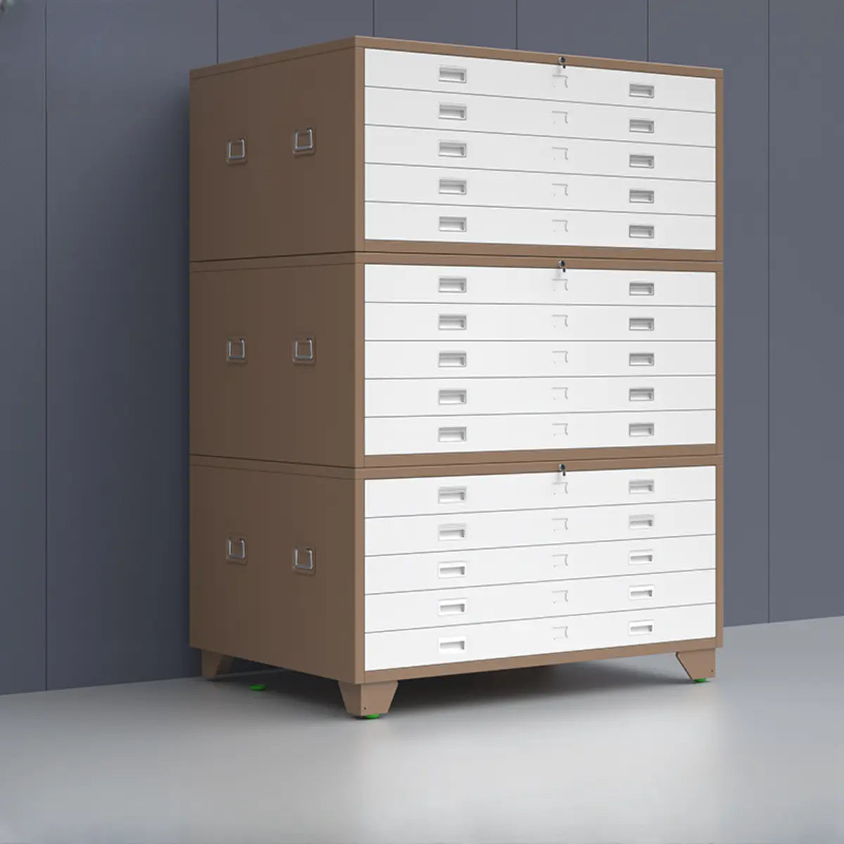 White Lateral Steel Small Lockable Filing Cabinets Image - 2