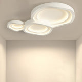 White Layer Geometric LED Flush Mount Ceiling Light Image - 4