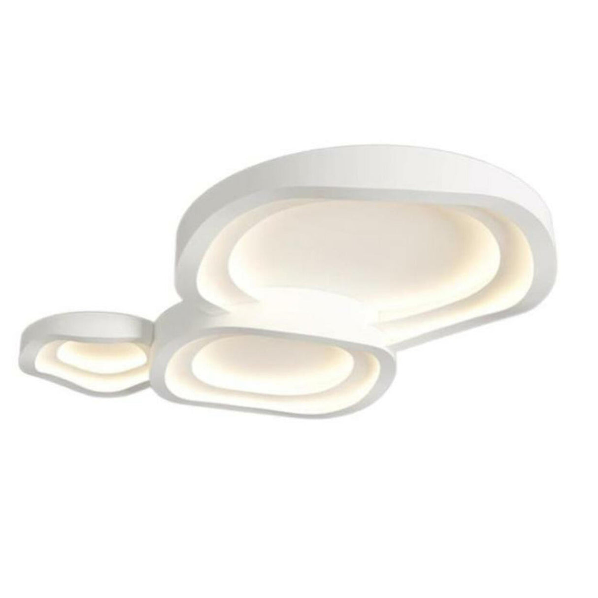 White Layer Geometric LED Flush Mount Ceiling Light Image - 5