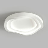 White Layer Geometric LED Flush Mount Ceiling Light Image - 6