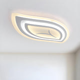 White Leaf-Shaped Dimmable LED Flush Mount Ceiling Lamp Image - 3