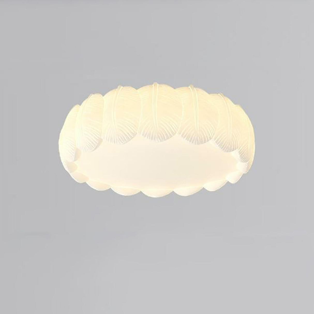 White Leaf Square Drum Semi-Flush Mount Ceiling Lamp Image - 10