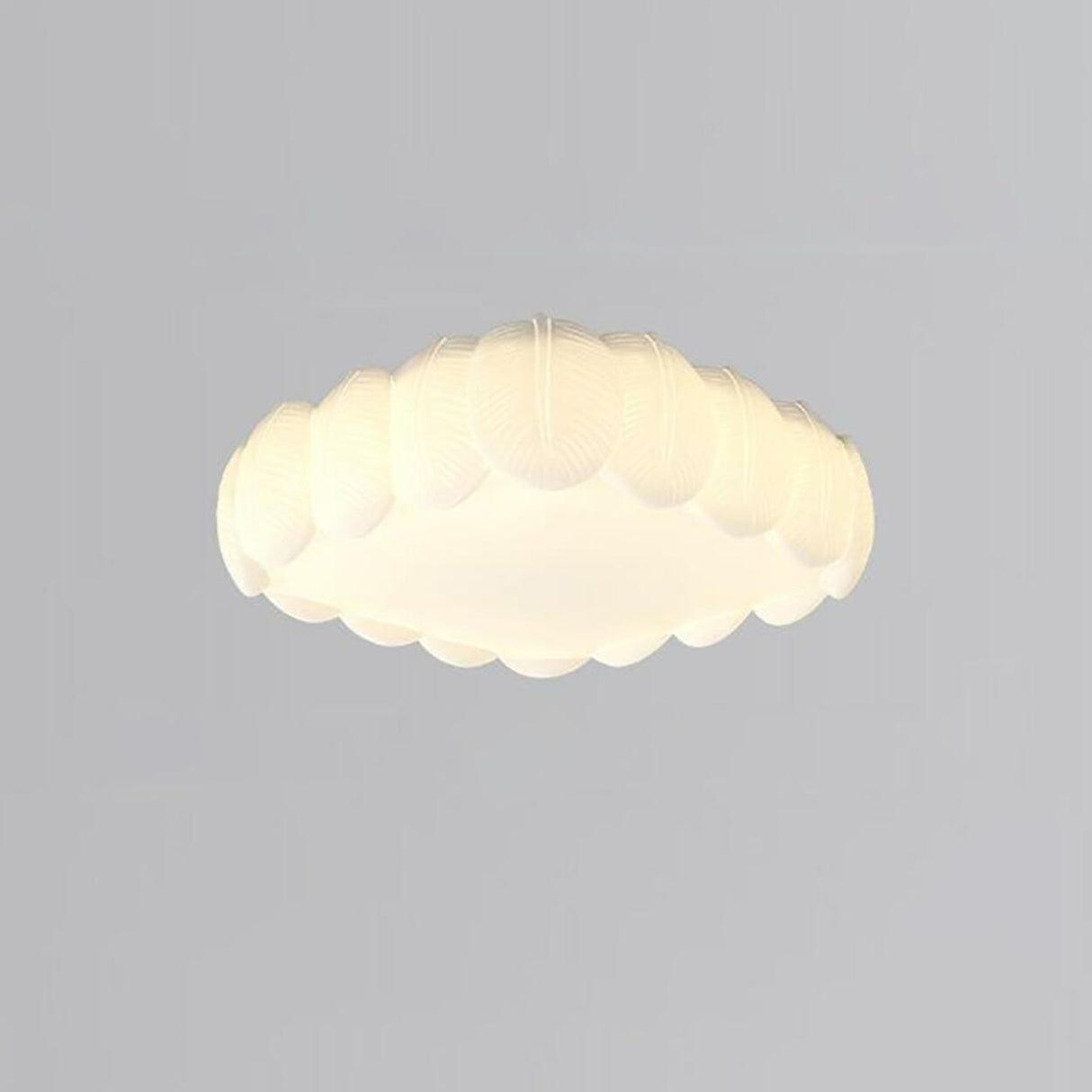 White Leaf Square Drum Semi-Flush Mount Ceiling Lamp Image - 11