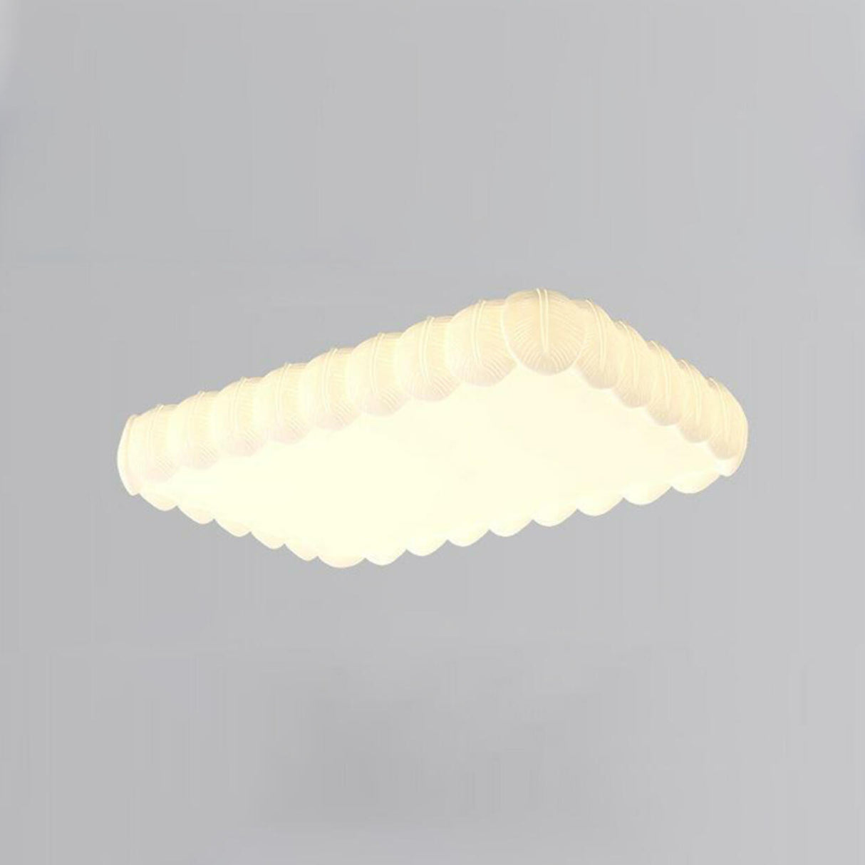 White Leaf Square Drum Semi-Flush Mount Ceiling Lamp Image - 12