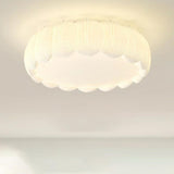 White Leaf Square Drum Semi-Flush Mount Ceiling Lamp Image - 13