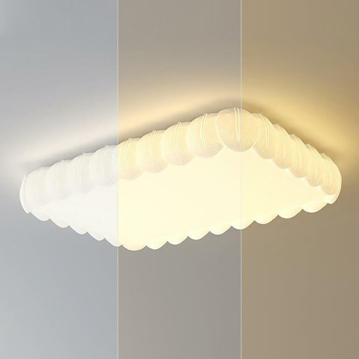 White Leaf Square Drum Semi-Flush Mount Ceiling Lamp Image - 14