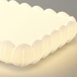 White Leaf Square Drum Semi-Flush Mount Ceiling Lamp Image - 15