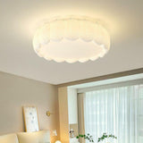 White Leaf Square Drum Semi-Flush Mount Ceiling Lamp Image - 18