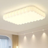 White Leaf Square Drum Semi-Flush Mount Ceiling Lamp Image - 2