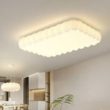 White Leaf Square Drum Semi-Flush Mount Ceiling Lamp Image - 4