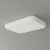 White Leaf Square Drum Semi-Flush Mount Ceiling Lamp Image - 6