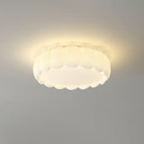 White Leaf Square Drum Semi-Flush Mount Ceiling Lamp Image - 7