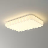 White Leaf Square Drum Semi-Flush Mount Ceiling Lamp Image - 9