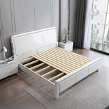 White Leather King Storage Platform Bed Without Mattress Image - 3