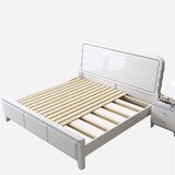 White Leather King Storage Platform Bed Without Mattress Image - 5