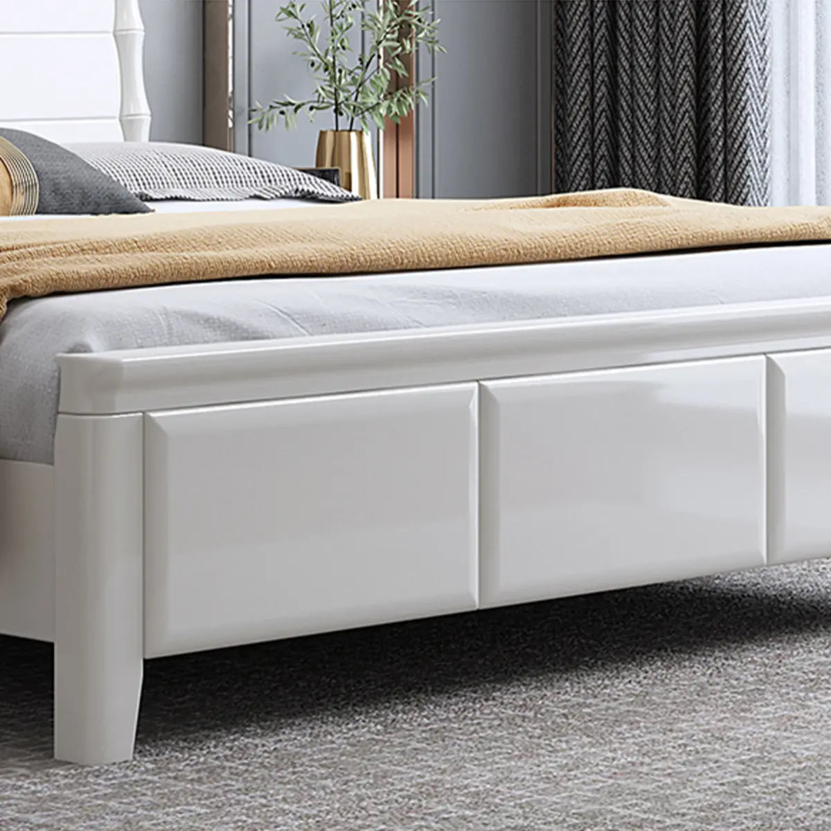 White Leather King Storage Platform Bed Without Mattress Image - 6