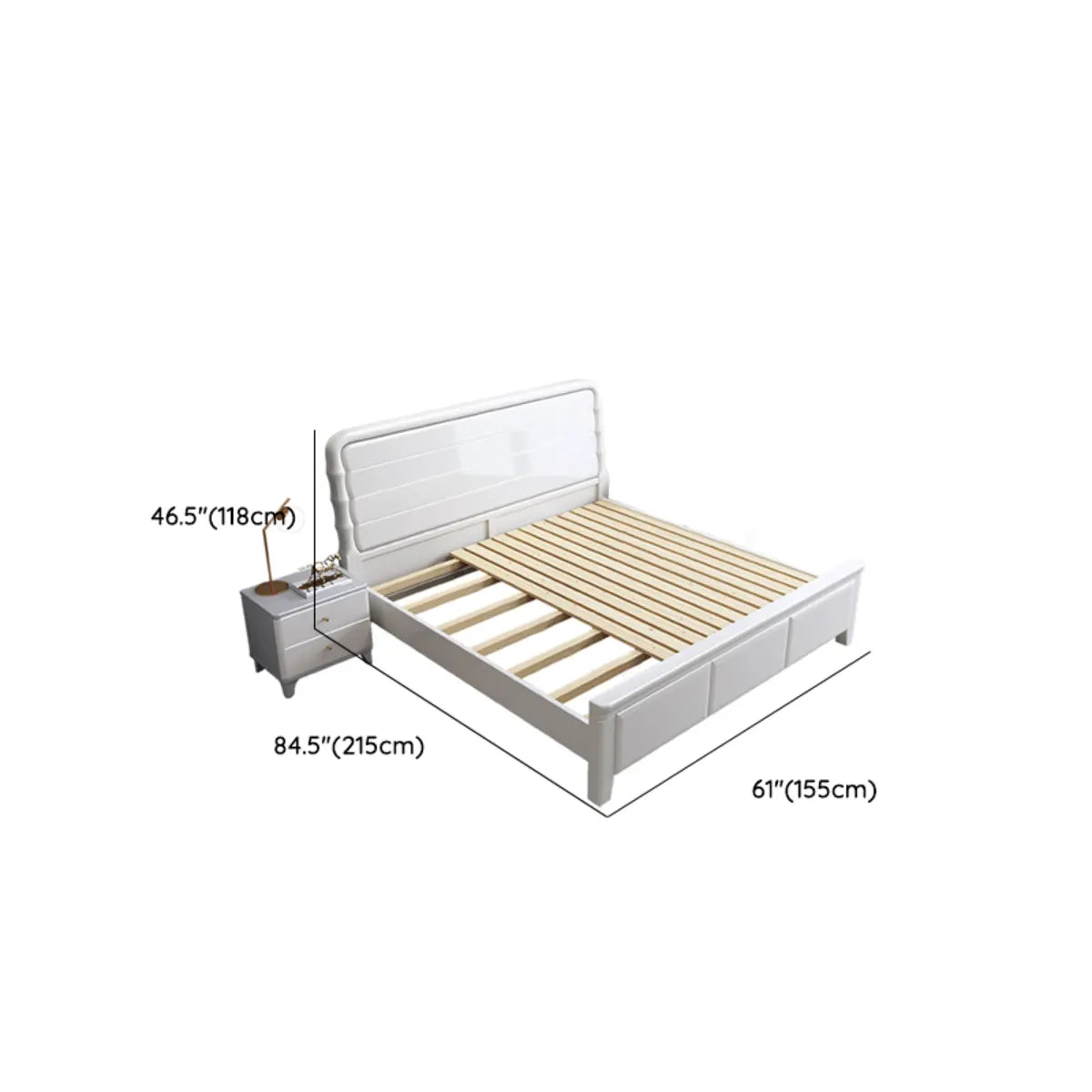 White Leather King Storage Platform Bed Without Mattress 