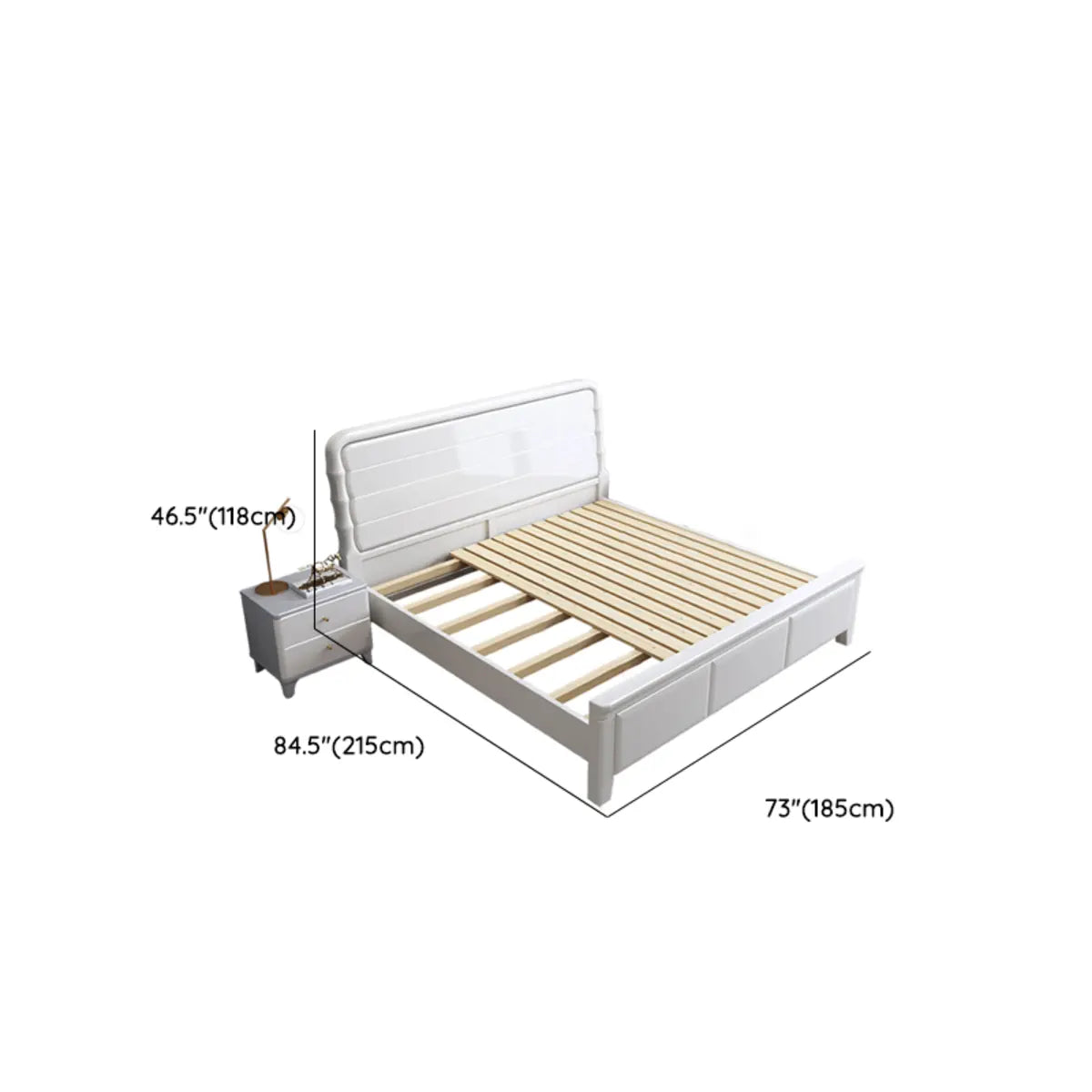 White Leather King Storage Platform Bed Without Mattress Image - 9