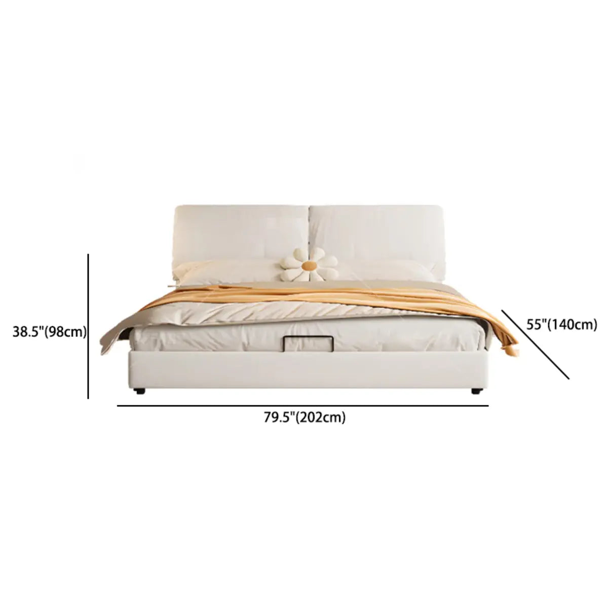 White Leather Queen Wood Storage Bed with Mattress Image - 18