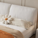 White Leather Queen Wood Storage Bed with Mattress Image - 4