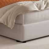 White Leather Queen Wood Storage Bed with Mattress Image - 8