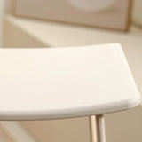 White Leather Square Backless Saddle Bistro Bar Stools Image - 10