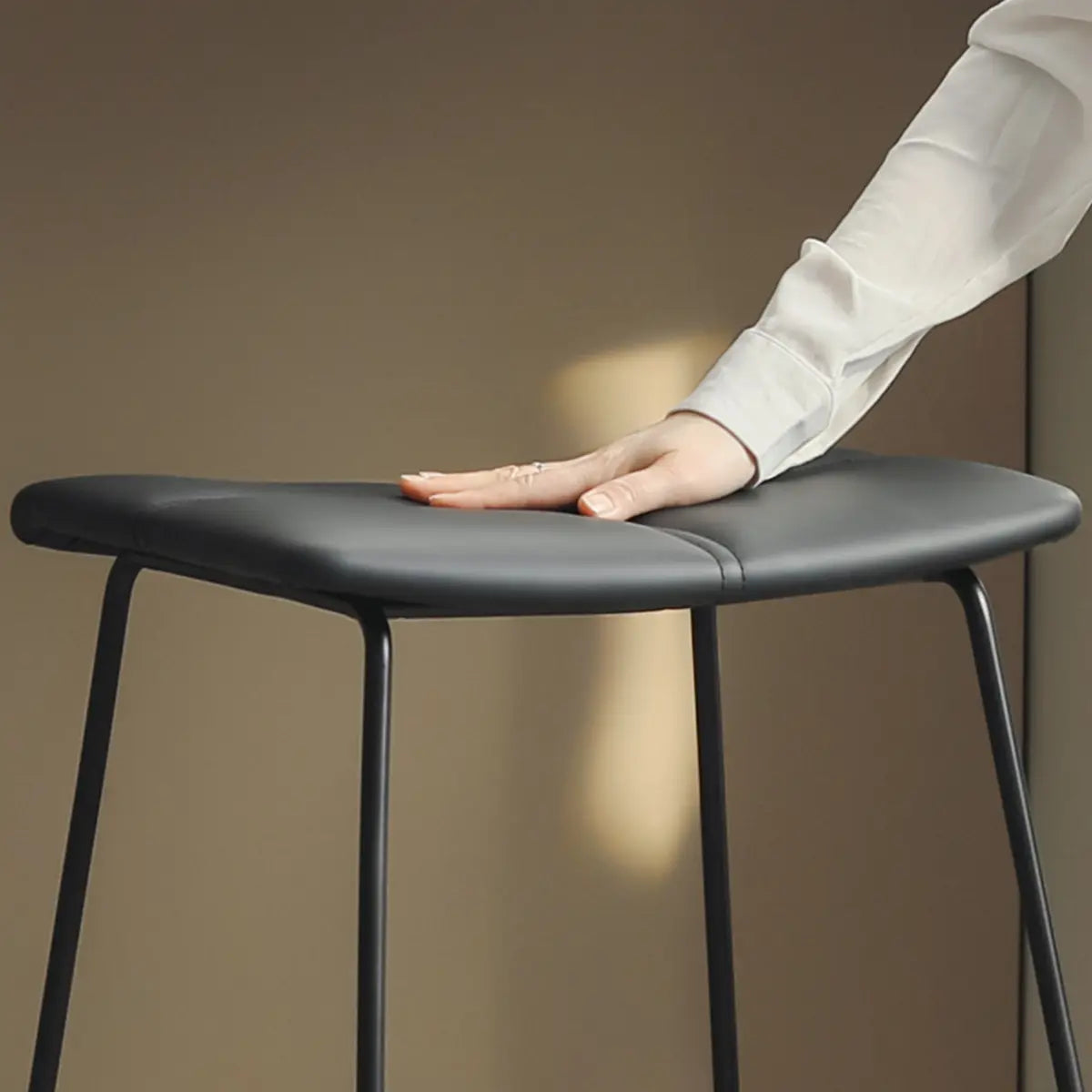 White Leather Square Backless Saddle Bistro Bar Stools Image - 15