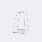 White Leather Square Backless Saddle Bistro Bar Stools Image - 2