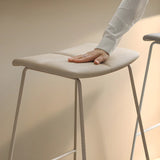 White Leather Square Backless Saddle Bistro Bar Stools Image - 4