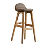 White Leather Upholstered Bucket Seat Wood Bar Stool Image - 6