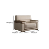 White Leather Wooden Frame Rectangular Sofa with Arms #size